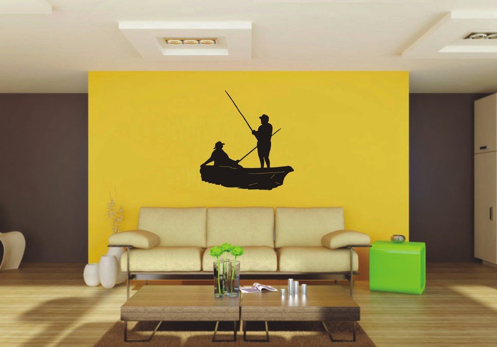 Picniva Fishing Sty2 Vinyl Wall Decal, Approx 22 x 23.38 in, Removable