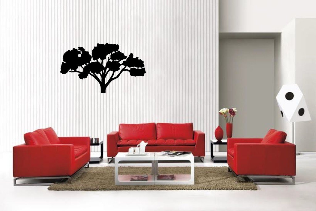 Picniva Oak Style 3 Vinyl Wall Decal, Matte Black, 22 x 12.87 in