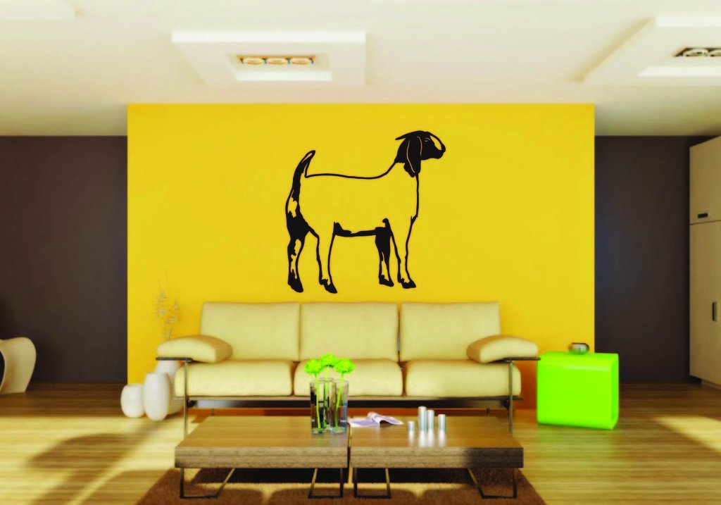 Picniva Boer Goat Sty7 Vinyl Wall Decal, Approx 22 in Square, Removable