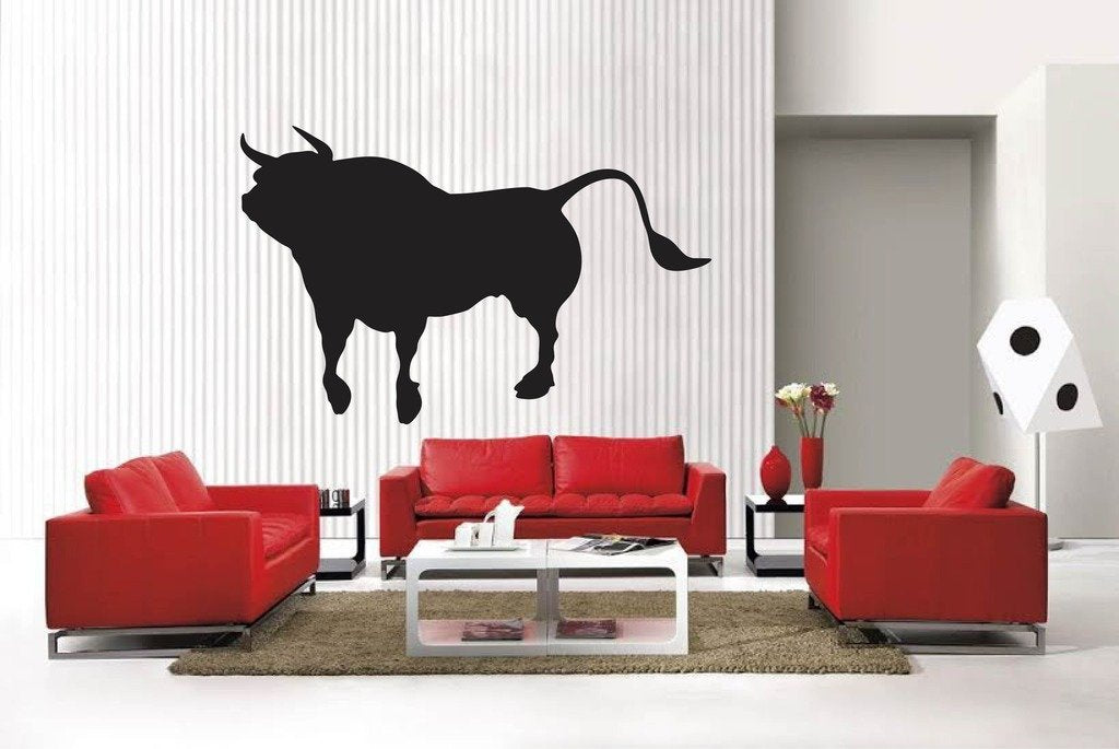 Picniva Matte Black Bull Style 5b Vinyl Wall Decal Ranch Rodeo Decor Home