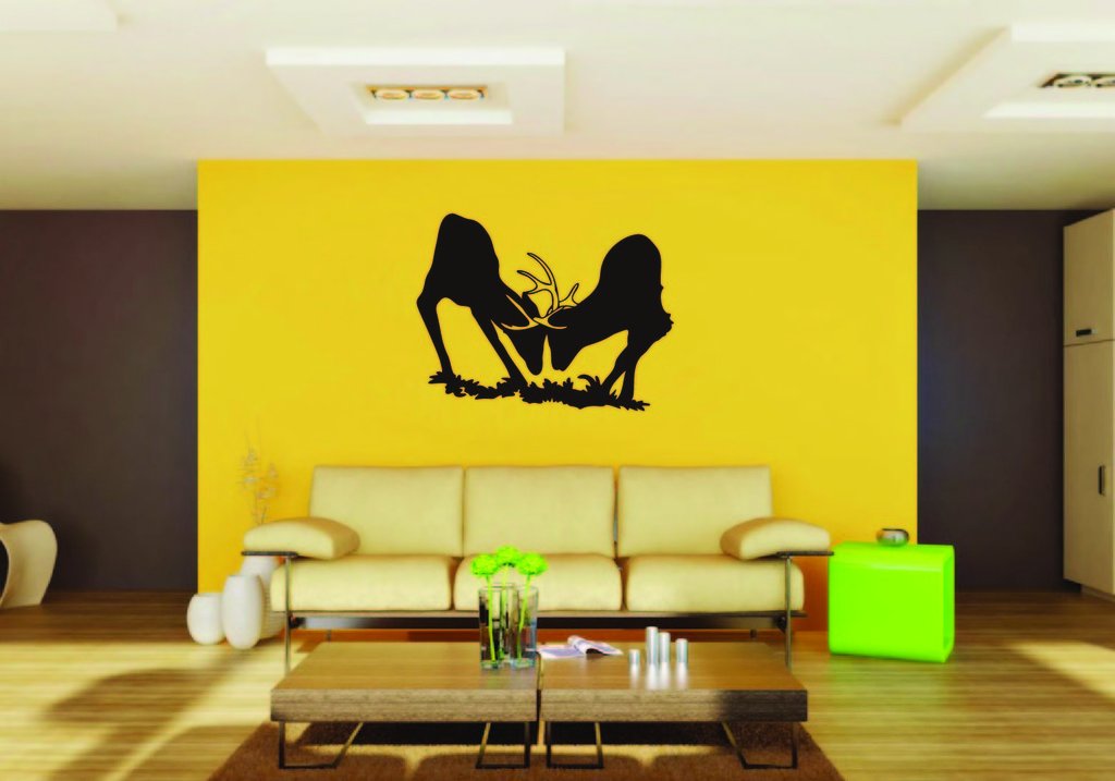 Picniva Deer Fight Style 3 Removable Vinyl Wall Decal