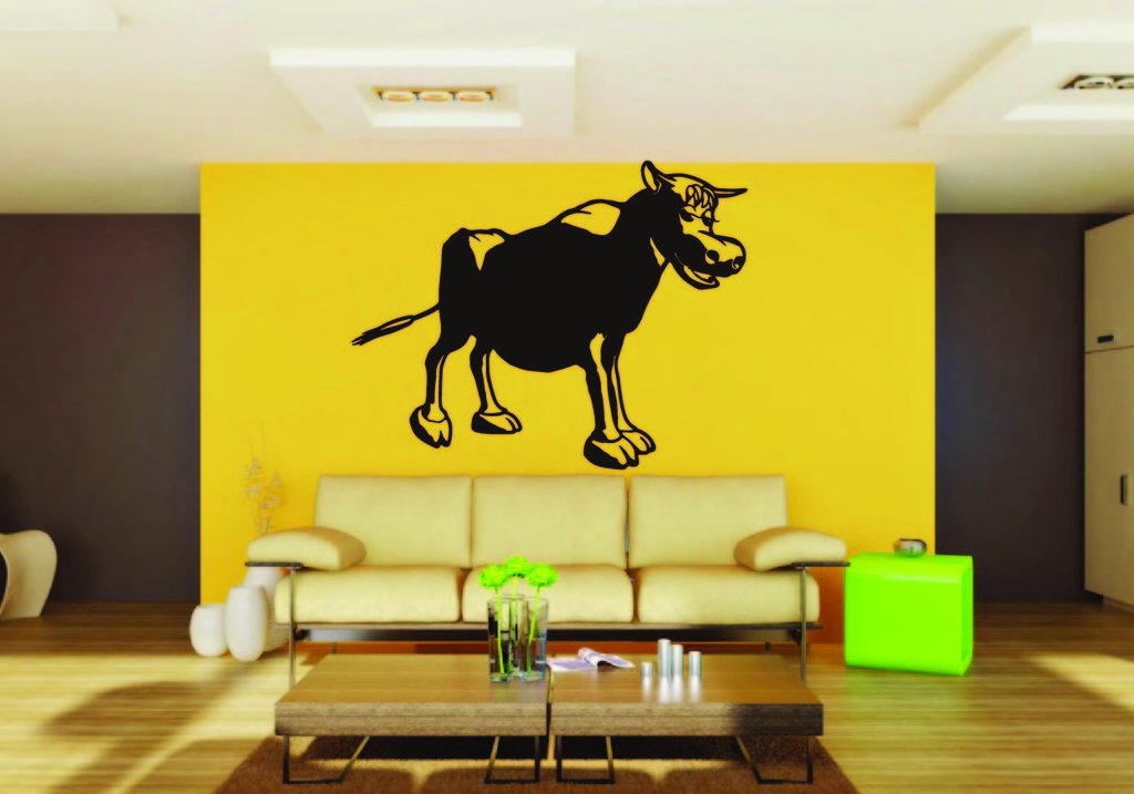 Picniva Bull Sty16 Vinyl Wall Decal, Approx 22 x 17.6 in, Removable