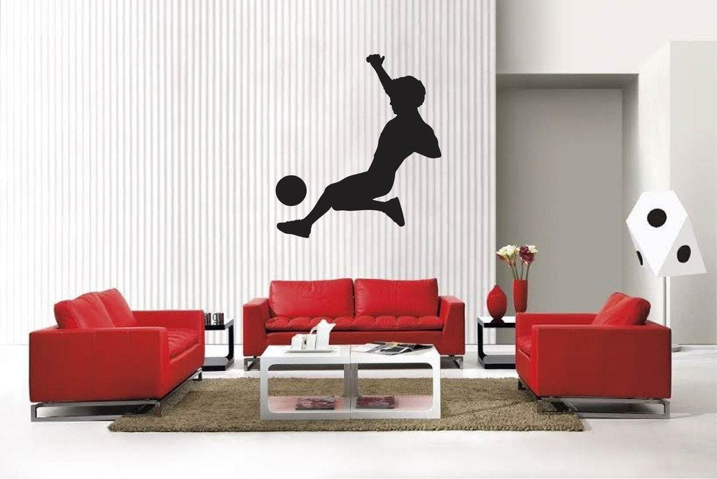 Picniva Matte Black Soccer Boy Style 20a Vinyl Wall Decal Sports Decor