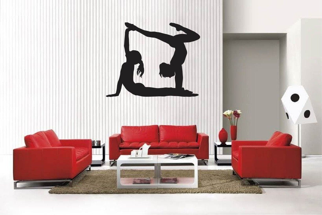 Picniva Matte Black Gymnastics Style 1 Vinyl Wall Decal Sports Decor
