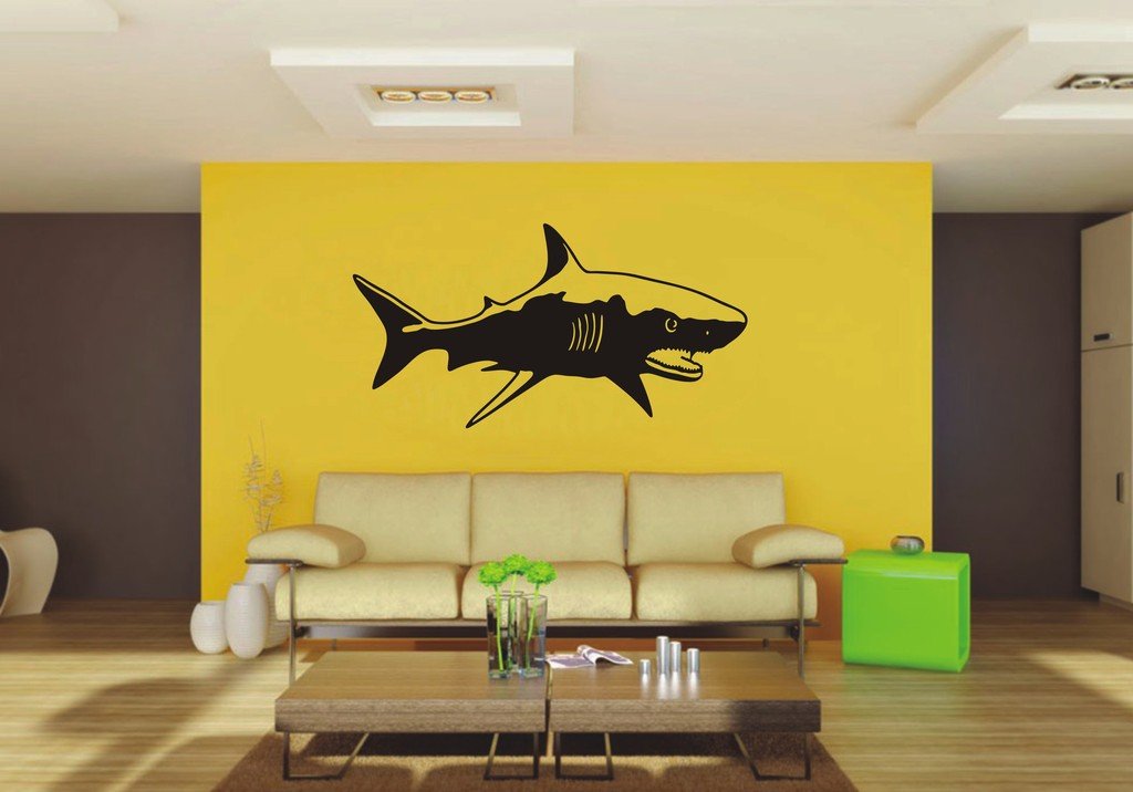 Picniva Shark Sty2 Vinyl Wall Decal, Approx 42.36 x 22 in, Removable