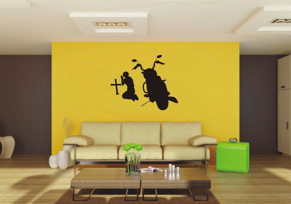 Picniva Motorcycle Sty2 Vinyl Wall Decal, Approx 22 x 17.99 in, Removable