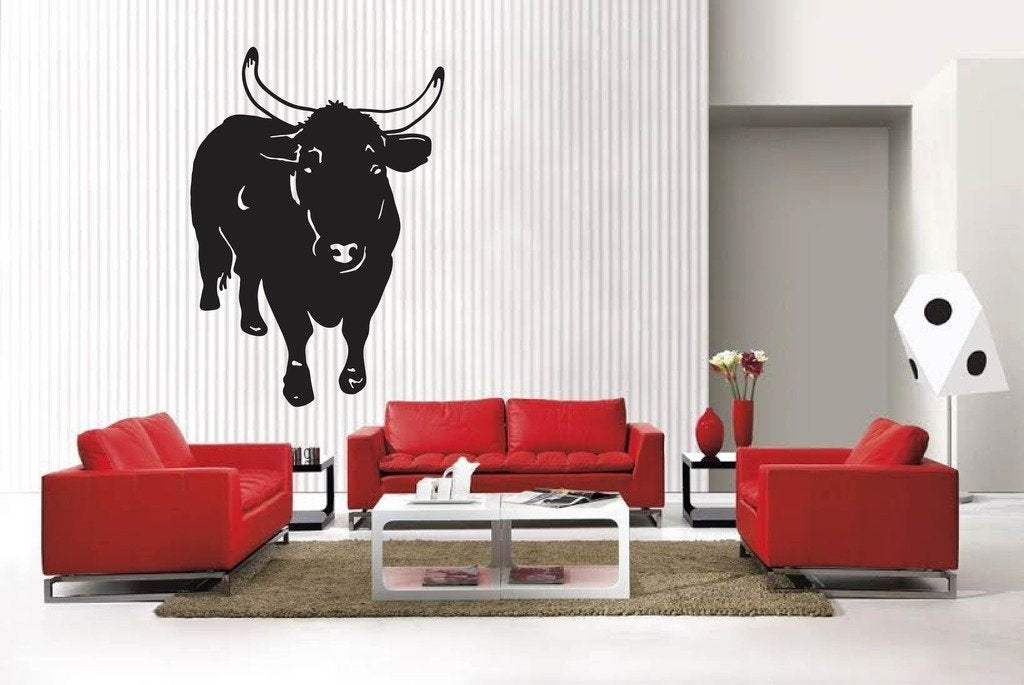 Picniva Matte Black Cattle Style 3 Vinyl Wall Decal Farm Ranch Decor Home