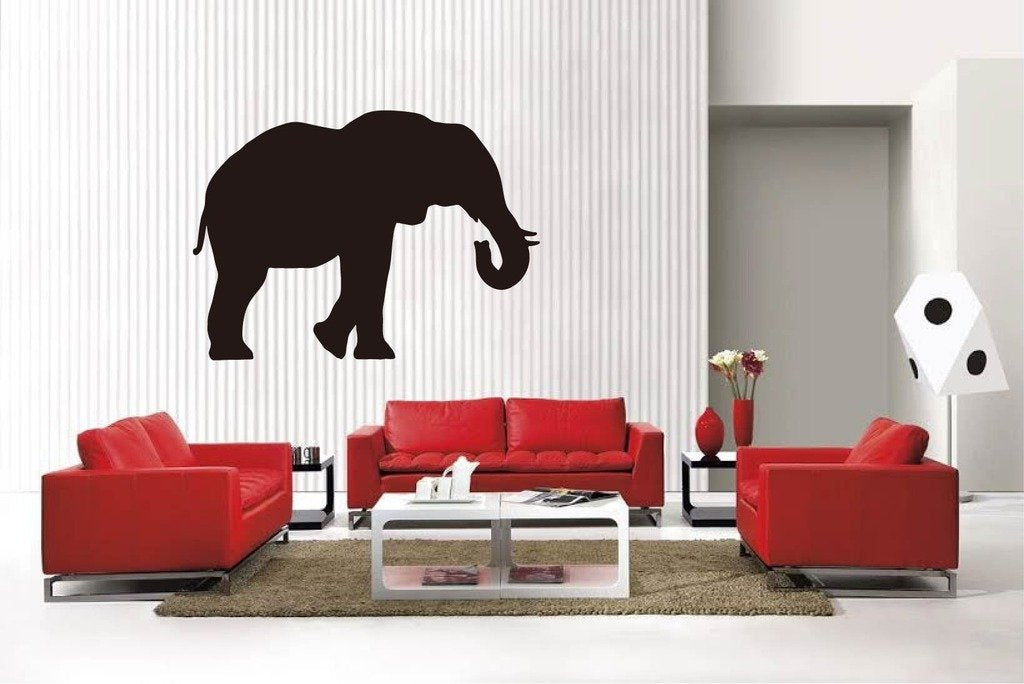 Picniva Matte Black Elephant Style 5 Vinyl Wall Decal Safari Nursery Decor