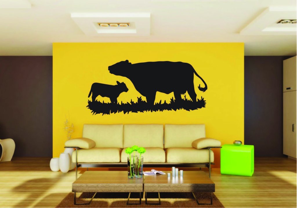 Picniva Cow Sty78 Vinyl Wall Decal, Approx 22 x 11 in, Removable