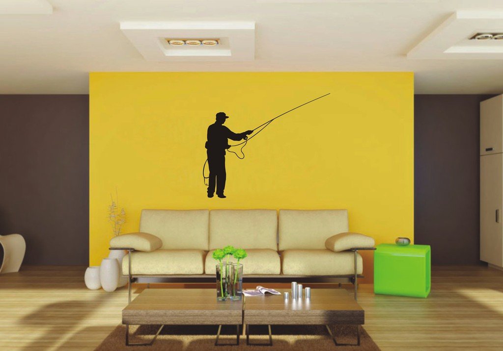 Picniva Fly Fishing Sty18 Vinyl Wall Decal, Approx 22 x 18.19 in, Removable
