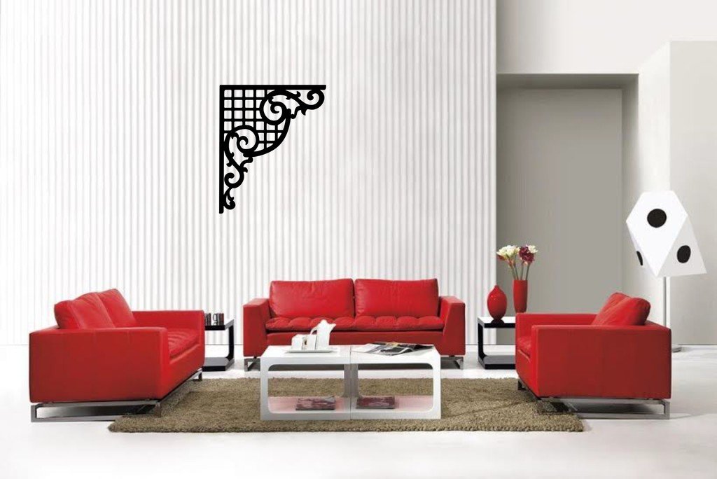 Picniva Matte Black Scroll Style 82 Vinyl Wall Decal Ornamental Decor