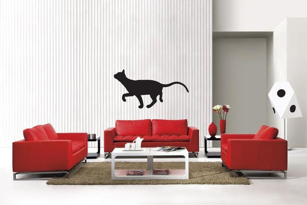 Picniva Matte Black Devon Rex Style 14 Vinyl Wall Decal Feline Decor
