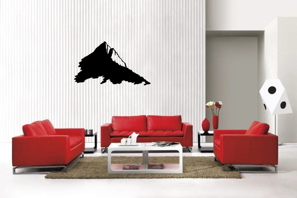 Picniva Matte Black Mountain Style 6 Vinyl Wall Decal Nature Botanical