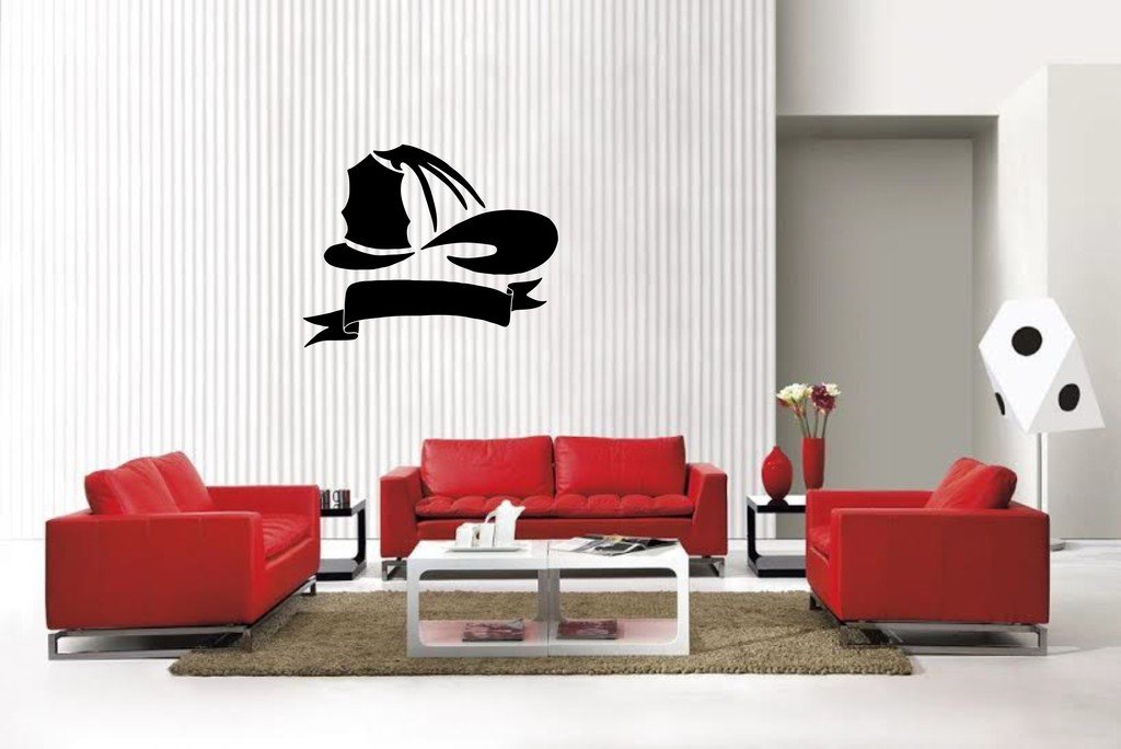 Picniva Matte Black Fireman Style 7 Vinyl Wall Decal Firefighter Hero Decor