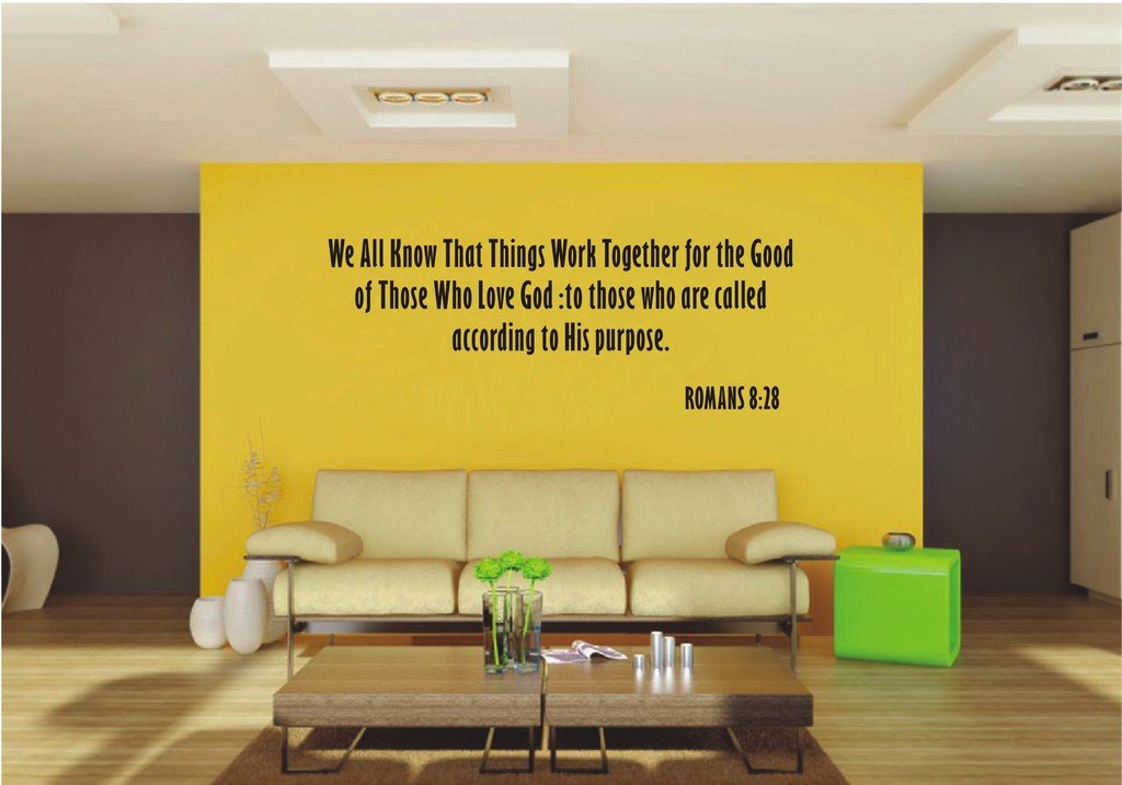 Picniva All Things Work Together Faith Quote Vinyl Wall Decal, Waterproof