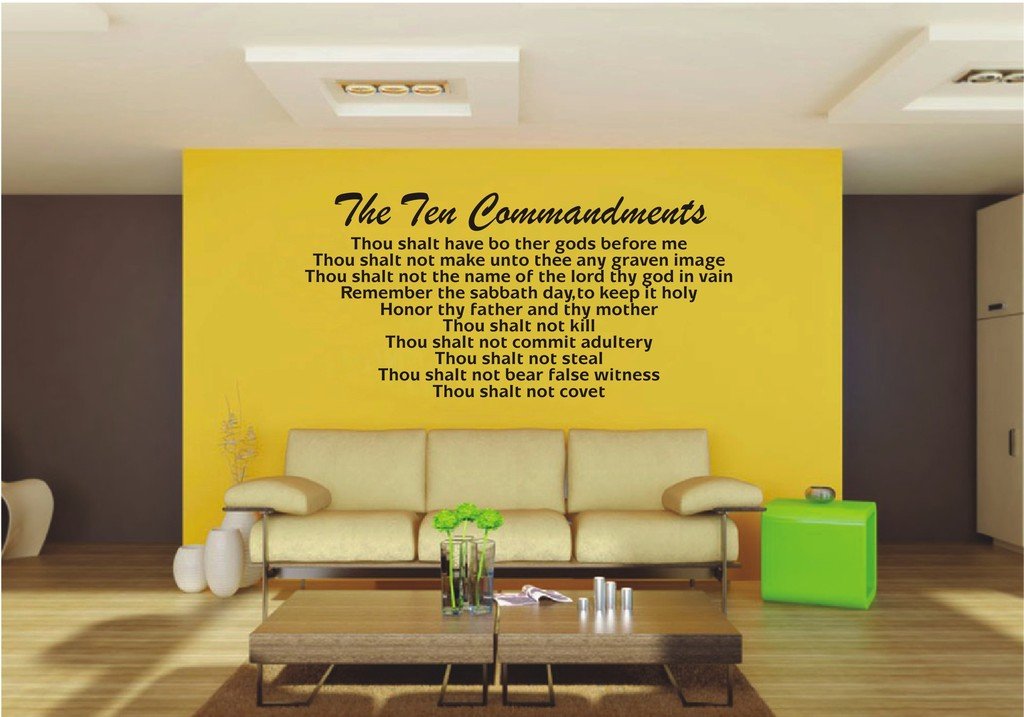Picniva Ten Commandments Scripture Quote Vinyl Wall Decal, Lettering