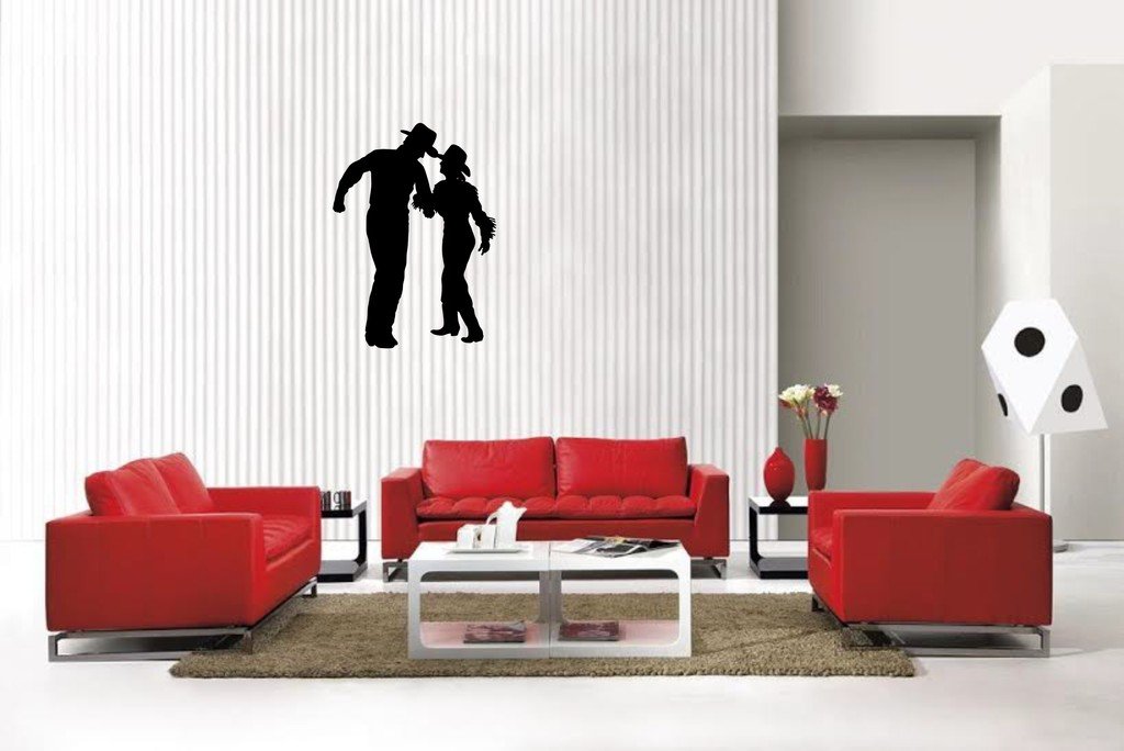 Picniva Matte Black Square Dance Style 1a Vinyl Wall Decal Music Decor