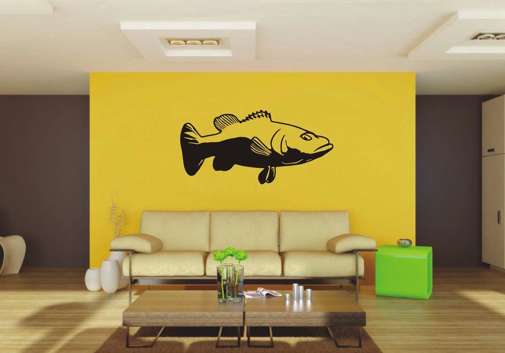 Picniva Bass Sty1 Vinyl Wall Decal, Approx 22 x 10.71 in, Removable