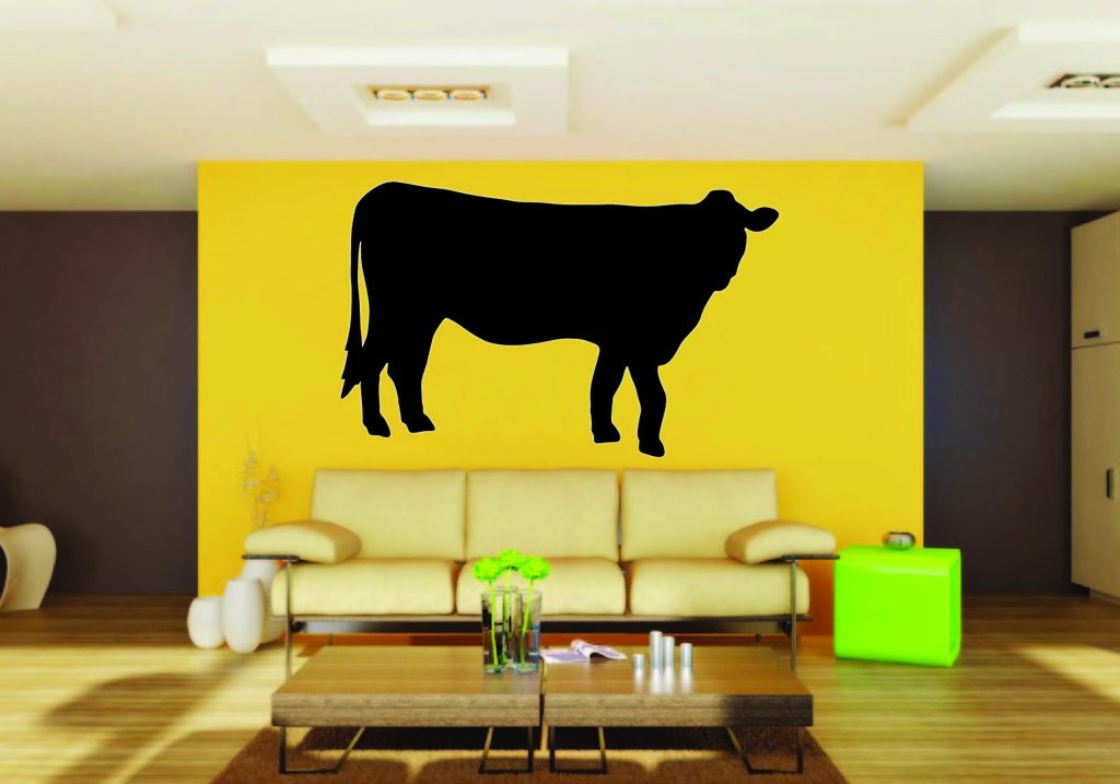Picniva Cow Sty4 Vinyl Wall Decal, Approx 22 x 13.2 in, Removable
