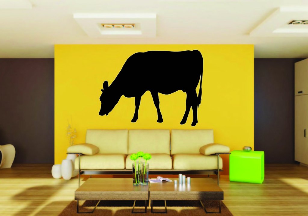 Picniva Cow Sty1 Vinyl Wall Decal, Approx 22 x 17.6 in, Removable