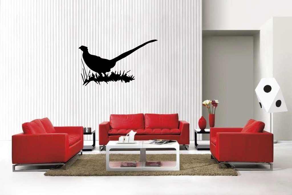 Picniva Pheasant Style 3 Vinyl Wall Decal, Matte Black, 22 x 12.86 in