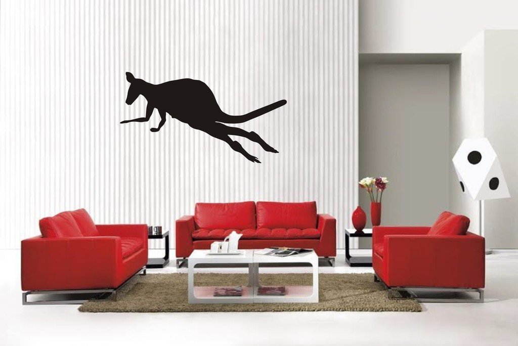 Picniva Matte Black Kangaroo Style 4 Vinyl Wall Decal Outback Animal Decor