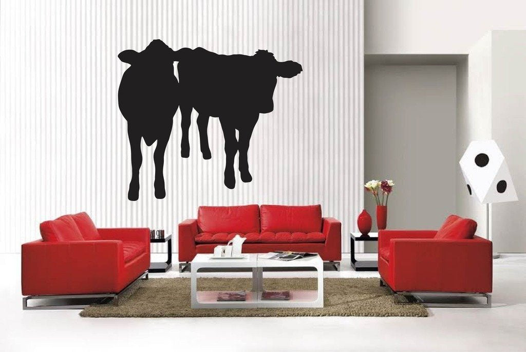 Picniva Matte Black Cow Style 41 Vinyl Wall Decal Farm Ranch Decor BG5492