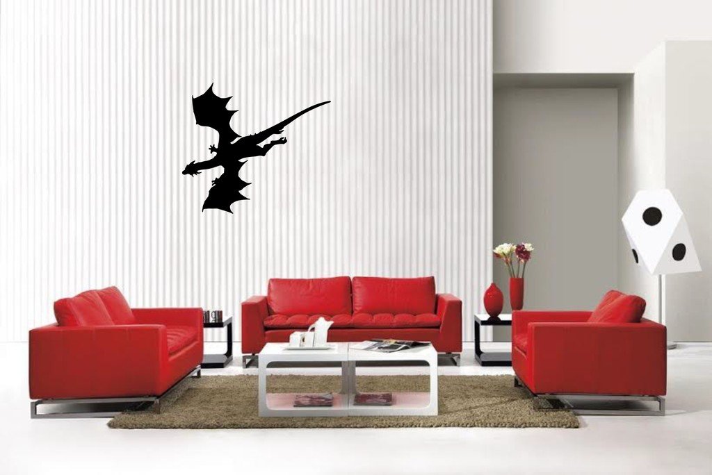 Picniva Dragon Style 34 Vinyl Wall Decal, Matte Black, 22 x 19.42 in