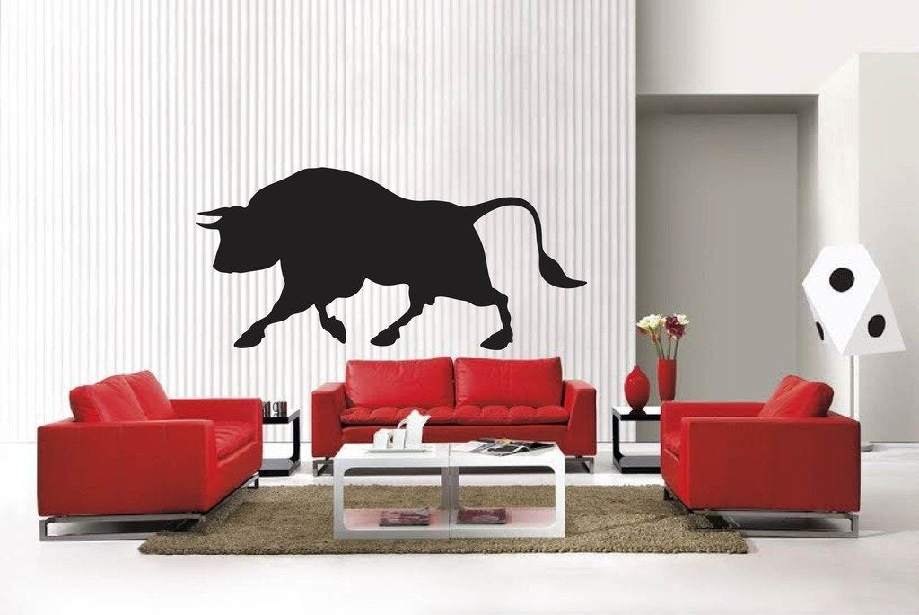 Picniva Matte Black Bull Style 2a Vinyl Wall Decal Ranch Rodeo Decor Home
