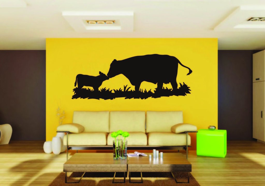 Picniva Cow Sty77 Vinyl Wall Decal, Removable, Home Decor, Illustrated Art