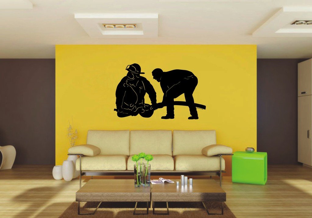 Picniva 22x13.39 Fireman Style 62 Vinyl Wall Decal Firefighter