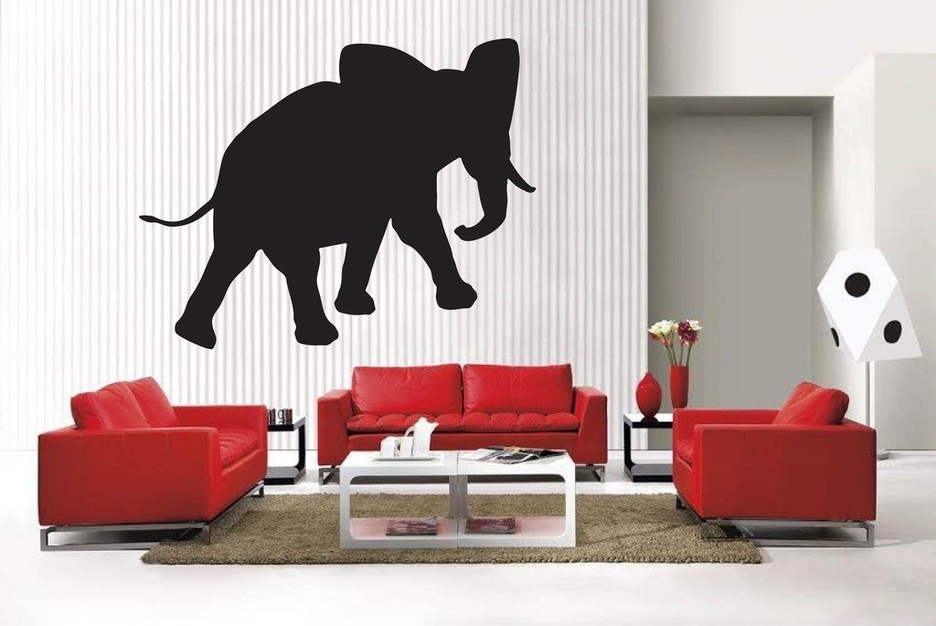 Picniva Matte Black Elephant Style 7 Vinyl Wall Decal Safari Nursery BG5608