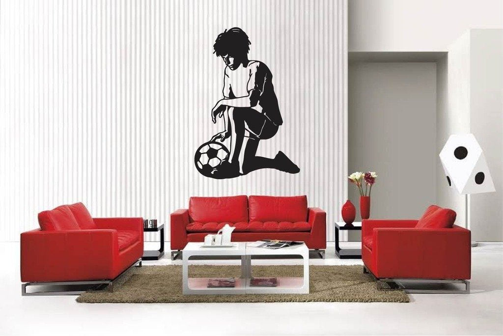 Picniva Matte Black Soccer Boy Style 11 Vinyl Wall Decal Sports Decor