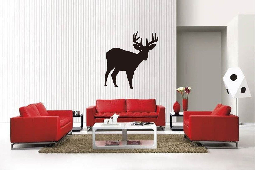 Picniva Matte Black Buck Style 7 Vinyl Wall Decal Deer Hunting Decor
