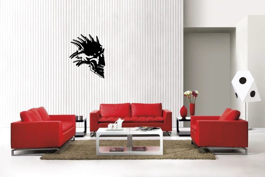 Picniva Matte Black Skull Style 10 Vinyl Wall Decal Fantasy Decor