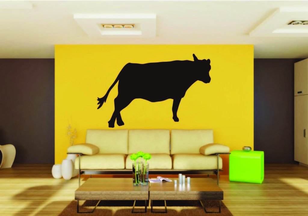 Picniva Cow Sty91 Vinyl Wall Decal, Approx 22 x 15.4 in, Removable