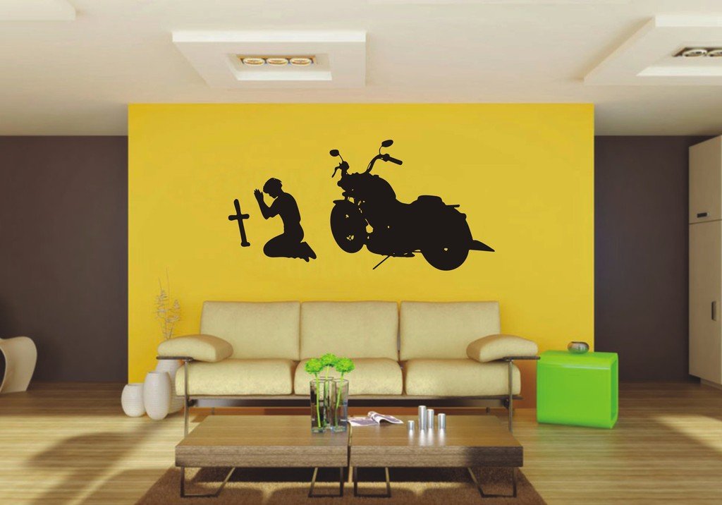 Picniva Motorcycle Sty3 Vinyl Wall Decal, Approx 22 x 10.8 in, Removable
