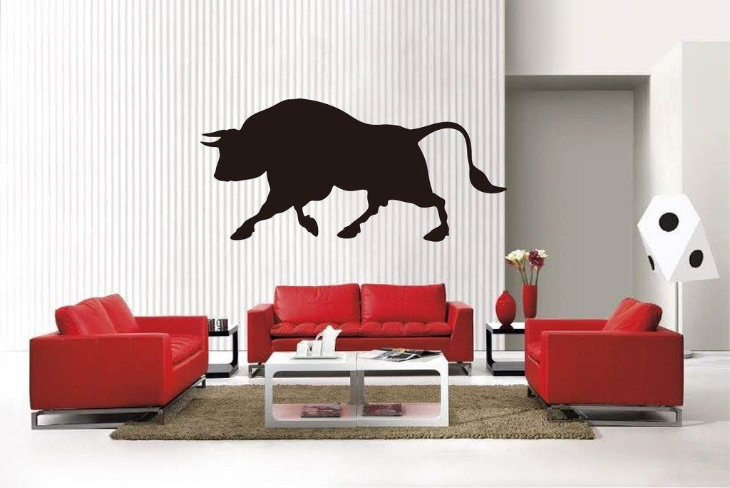 Picniva Matte Black Bull Style 2a Vinyl Wall Decal Farm Ranch Decor