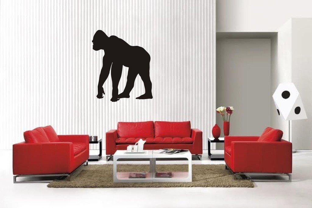 Picniva Matte Black Gorilla Style 5 Vinyl Wall Decal Jungle Wildlife Decor