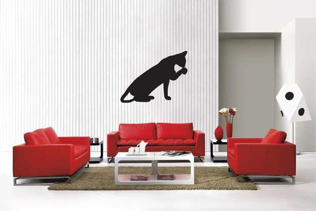 Picniva Matte Black Oriental Style 5 Vinyl Wall Decal Feline Decor