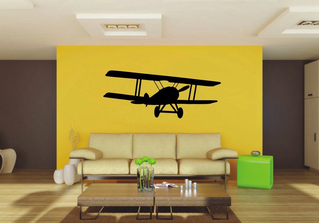 Picniva 22x8.95 Biplane Style 2a Vinyl Wall Decal Aviation