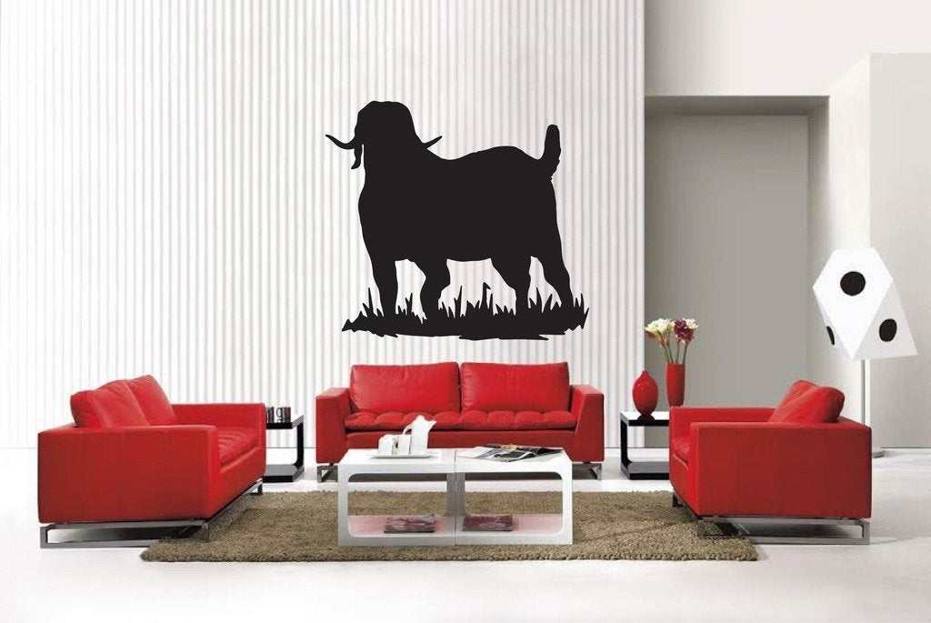 Picniva Matte Black Boer Goat Style 3a Vinyl Wall Decal Farm Barn Decor Art