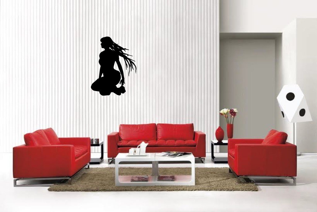 Picniva Matte Black Sitting Style 1 Vinyl Wall Decal Figure Silhouette
