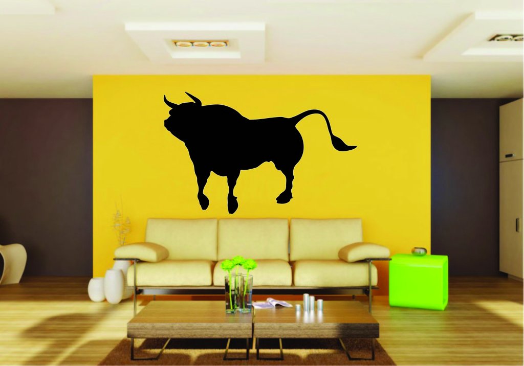 Picniva Bull Sty5b Vinyl Wall Decal, Approx 22 x 13.86 in, Removable