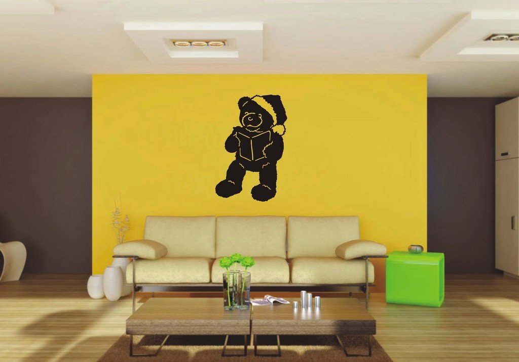 Picniva Christmas Teddy Vinyl Wall Decal, Approx 22 x 32.87 in, Removable