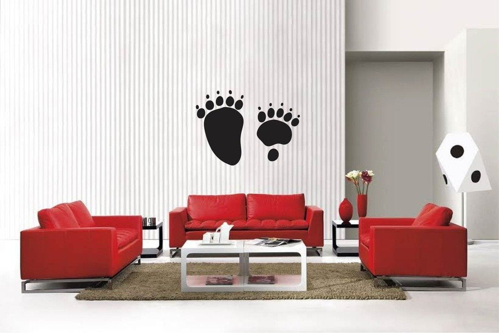 Picniva Matte Black Bear Track Style 1 Vinyl Wall Decal Wildlife Footprint