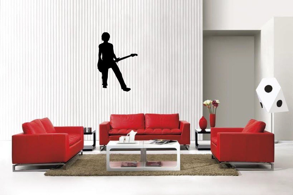 Picniva Matte Black Guitar Style 11 Vinyl Wall Decal Music Dance Decor