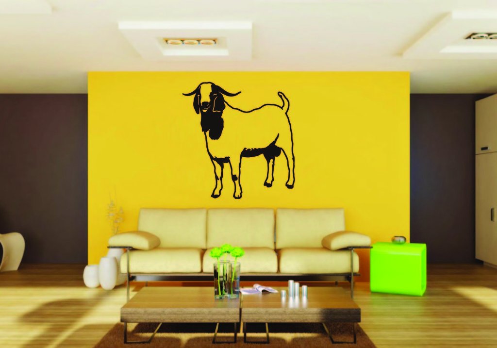 Picniva Boer Goat Sty1 Vinyl Wall Decal, Approx 22 x 24.2 in, Removable