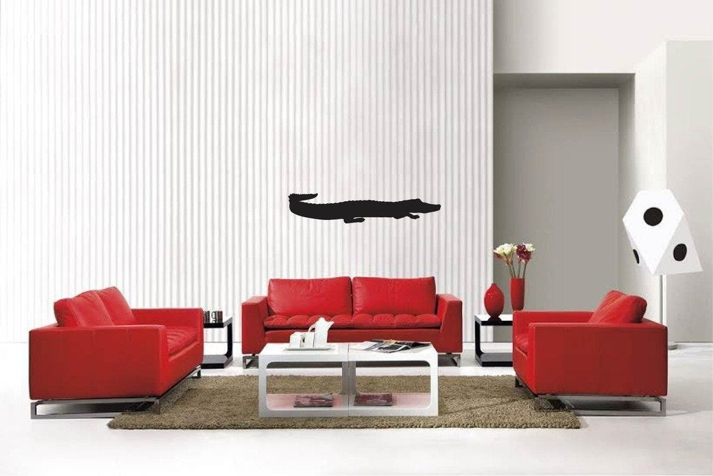 Picniva Matte Black Alligator Style 4a Vinyl Wall Decal Wildlife Nature