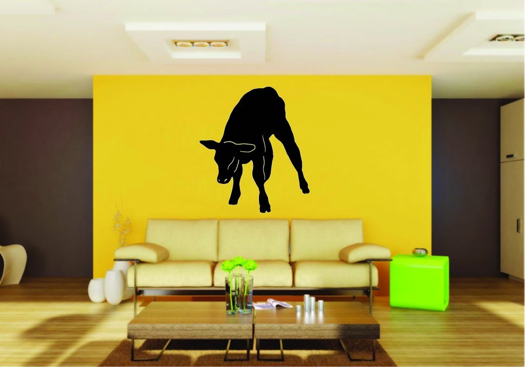 Picniva Cow Sty83 Vinyl Wall Decal, Approx 22 x 24.86 in, Removable